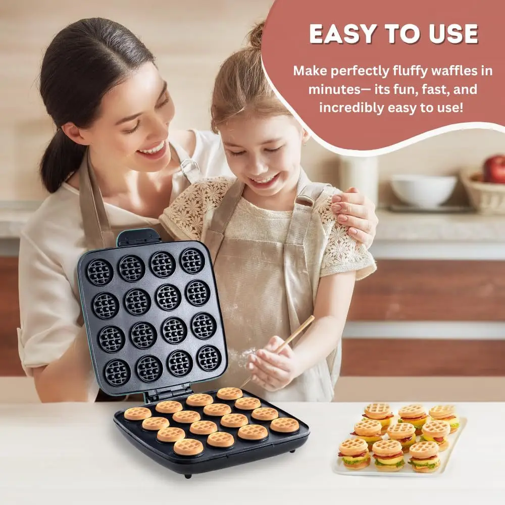Mini Waffle Maker Machine - جهاز صنع الوافل بـ 16 فتحة،