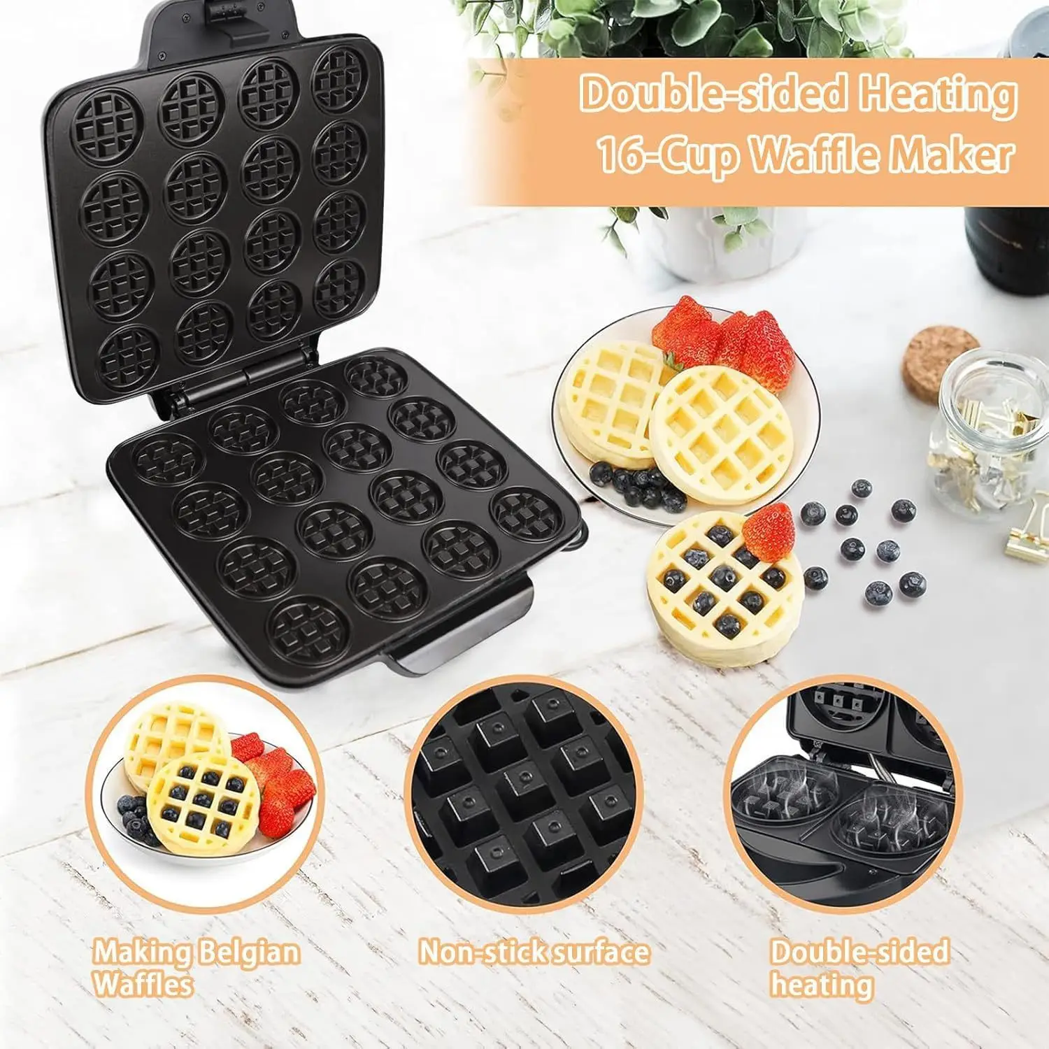 جهاز صنع الوافل بـ 16 فتحة، تس - مراجعة Mini Waffle Maker Machine وسعره