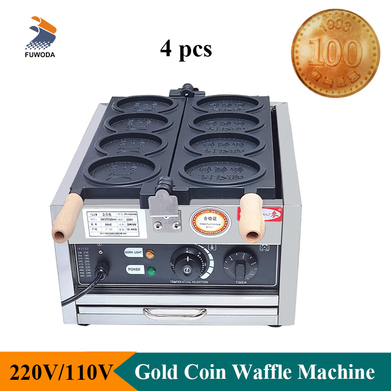 4 قطعة عملة ذهبية صغيرة الخبز  - مراجعة Mini Waffle Maker Machine وسعره