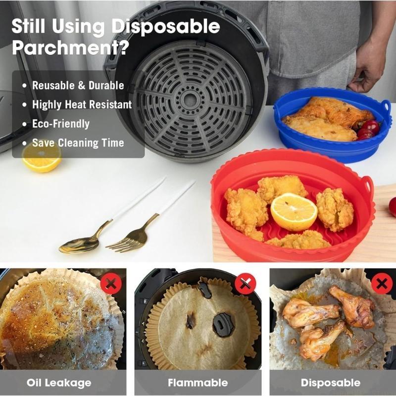 D0AB 2-Pack سلة أوعية سيليكون  - مراجعة Air Fryer Silicone Pot Liner وسعره