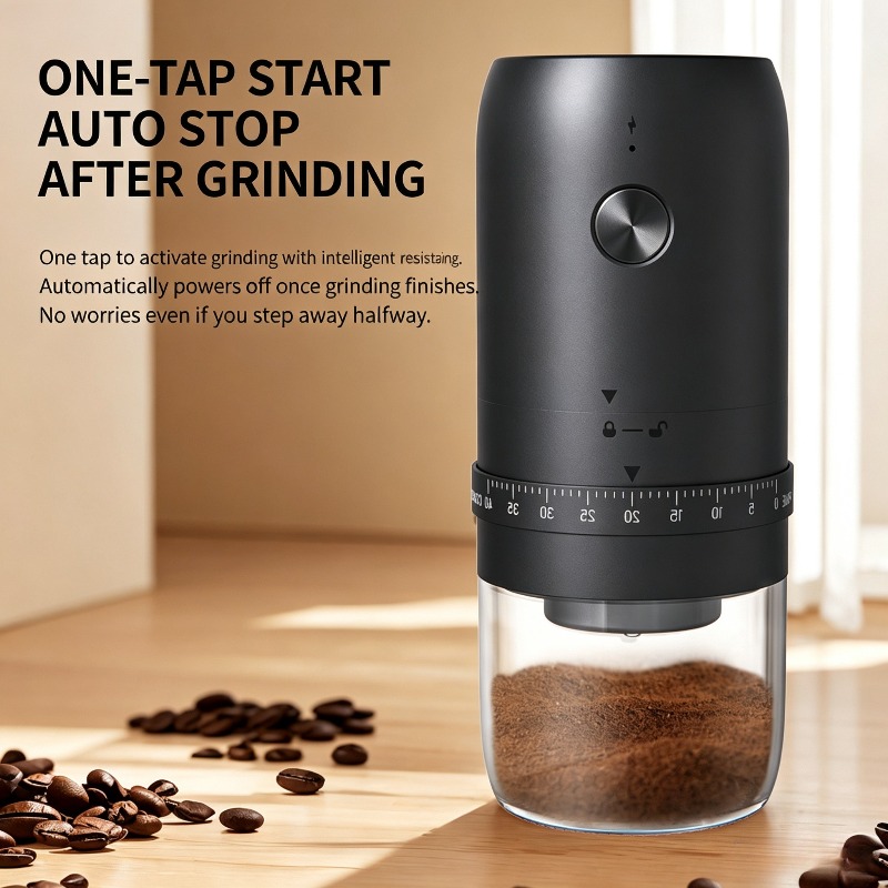 مطحنة قهوة كهربائية محمولة بمن - مراجعة Coffee Bean Grinder Electric وسعره