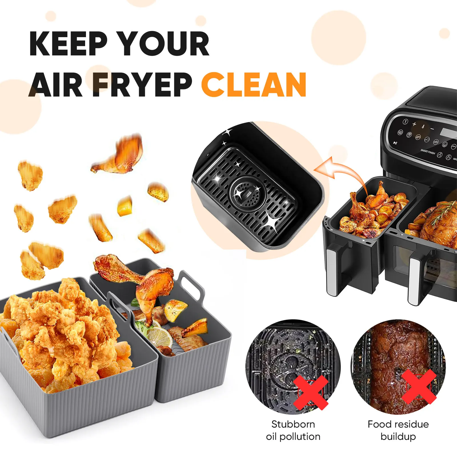 طقم من قطعتين من حصيرة السيليك - مراجعة Air Fryer Silicone Pot Liner وسعره