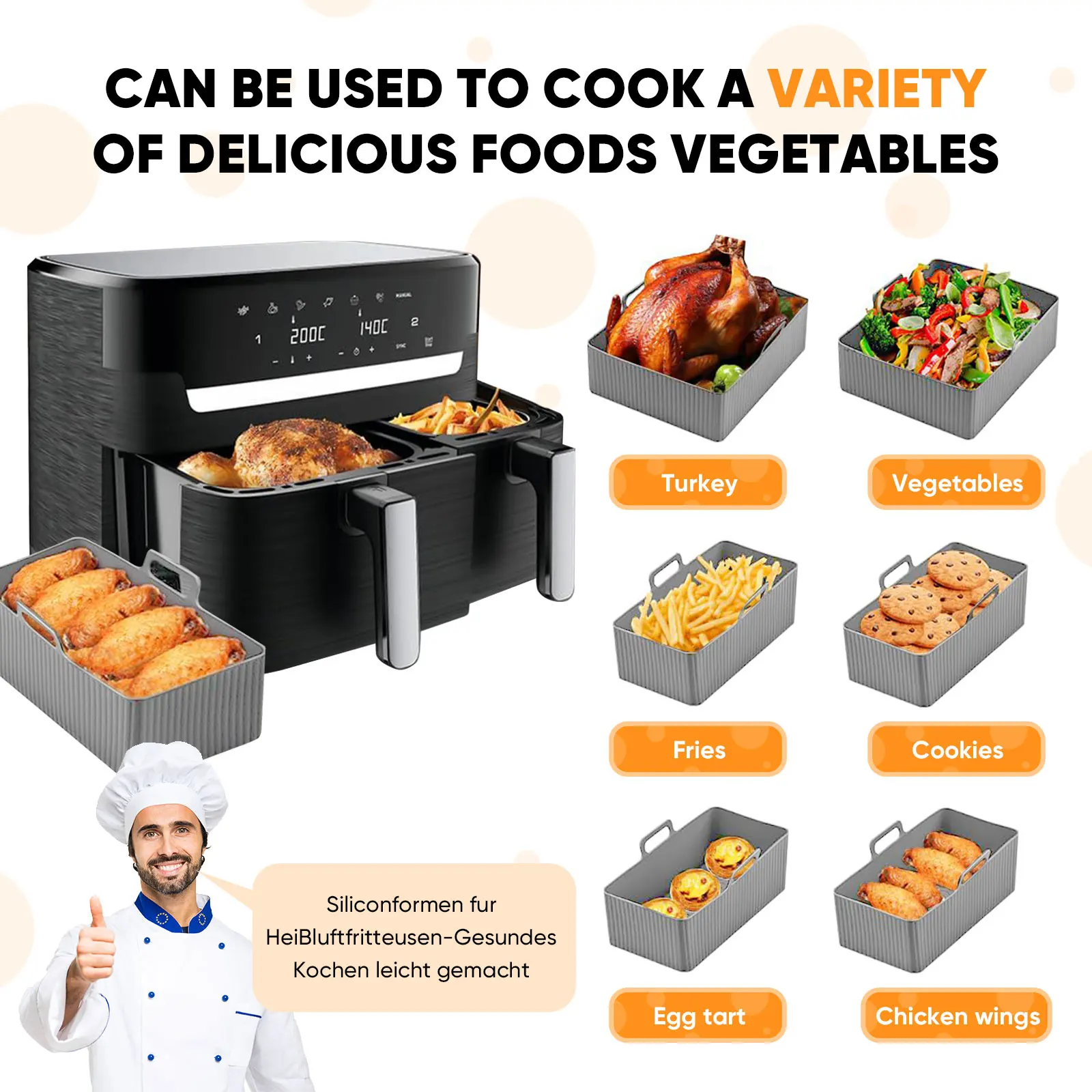 طقم من قطعتين من حصيرة السيليك - مراجعة Air Fryer Silicone Pot Liner وسعره